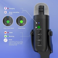 Wireless Microphone Condenser Podcast Mic for YouTube Streaming ASMR