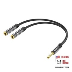 3.5mm Headphone Mic Splitter Adapter – [1 Male to 2 Female] Headset Splitter