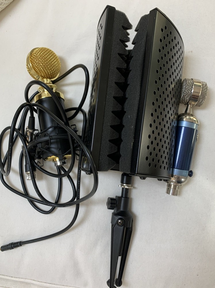 Microphones Estate Lot Of 2 & An Isolation Shield Mic Sound Absorbing Foam READ