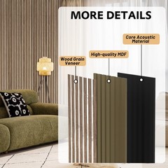RITOLLO 4-Piece Wood Slat Panels for Wall 94.5×11 (4 PCS), Natural Walnut
