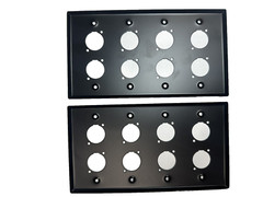 (2) Two Quad Gang Wall Plate Eight XLR Male / Female „D“ BLACK Steel