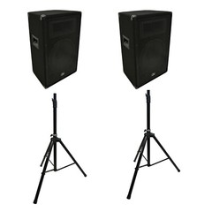 Harmony Audio 12″ Venue Series Passive PA Speakers (2) with Tripod Stands