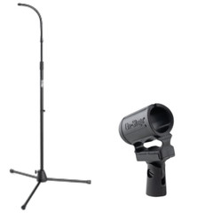 Mic Stand with Flexible Gooseneck + Shock-Mount Wireless Microphone Clip