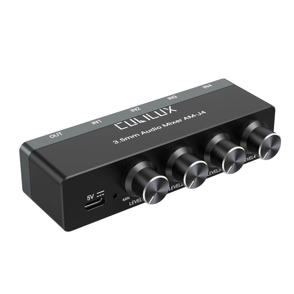 4-Channel 3.5mm Audio Mixer, Ultra-Low-Noise Mini Audio Mixer for Sub-Mixing,…
