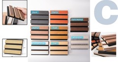 Elegant Wood Slat Acoustic Panels – 3D Textured Noise Reduction Samples Pack