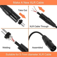 10pcs 3 Pin XLR Audio Jack Microphone Connector – 5 Male and 5 Female XLR Con…