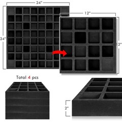 Waffle Acoustic Diffuser Panels, 4-Piece Kit, 24 x 24 in, Black
