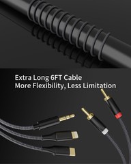 RICHUPON [3-in-1 RCA Audio Cable] Lightning/USB C/3.5mm to 2 3.9FT, Black