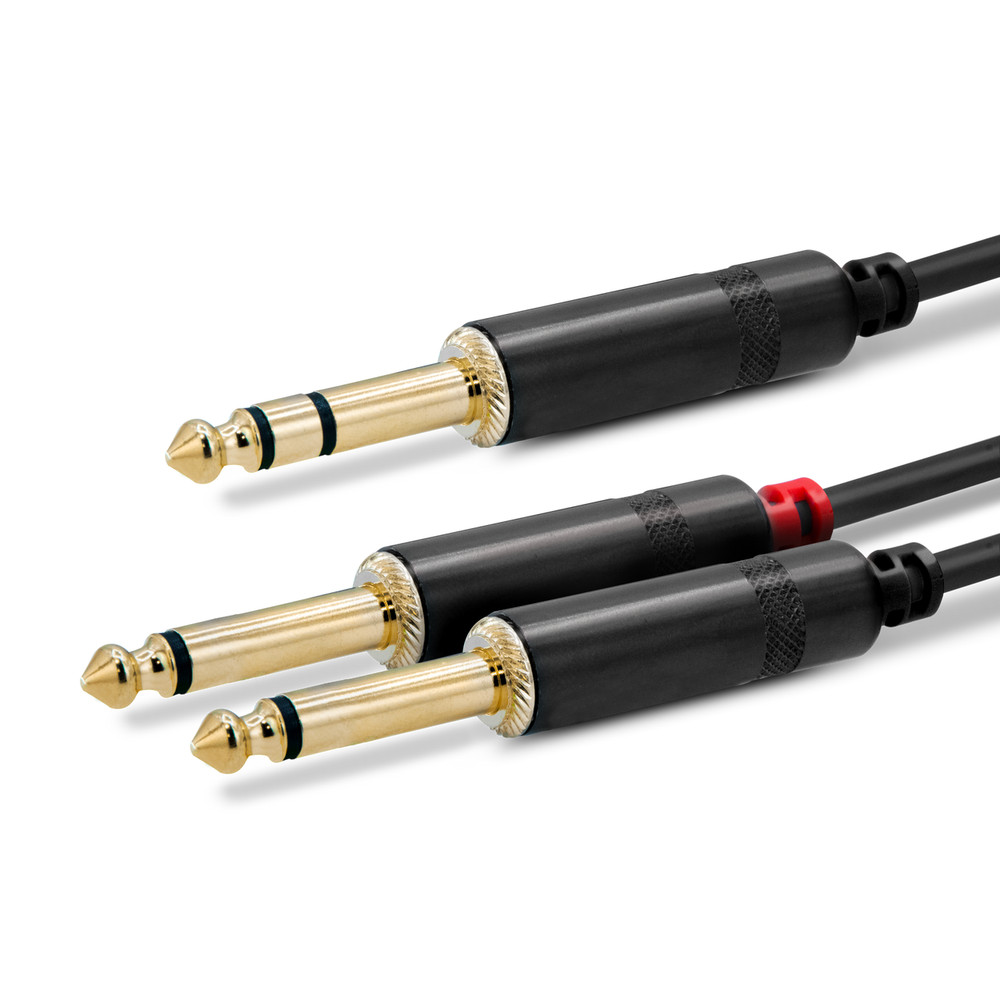 SuperFlex Gold TRS 1/4″ to 2 TS 1/4″ Plugs insert Patch Cable – 5ft