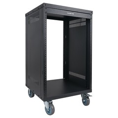 Sound Town 16U Steel Server Rack, w/ Mesh Doors, Locking Casters (STRK-M16UWD)