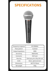 JOYO DM1 Dynamic Vocal XLR Microphone + Handy Carrying Case