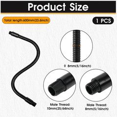 23.6″ Gooseneck Tubing Flexible 25/64″ Male thread Alloy Steel Metal Arm Univers