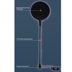 LyxPro MOP-28 Dual Layer Microphone Pop Filter with Flexible Goozeneck