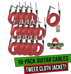 20FT Guitar Cords Right Angle Instrument Cable Tweed Cloth Jacket | Braided Pack