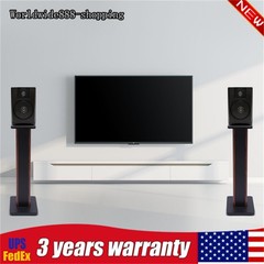 28″ Wood Speaker Stands 1 Pair Yellow Sandalwood/Black Walnut for HiFi Bookshelf