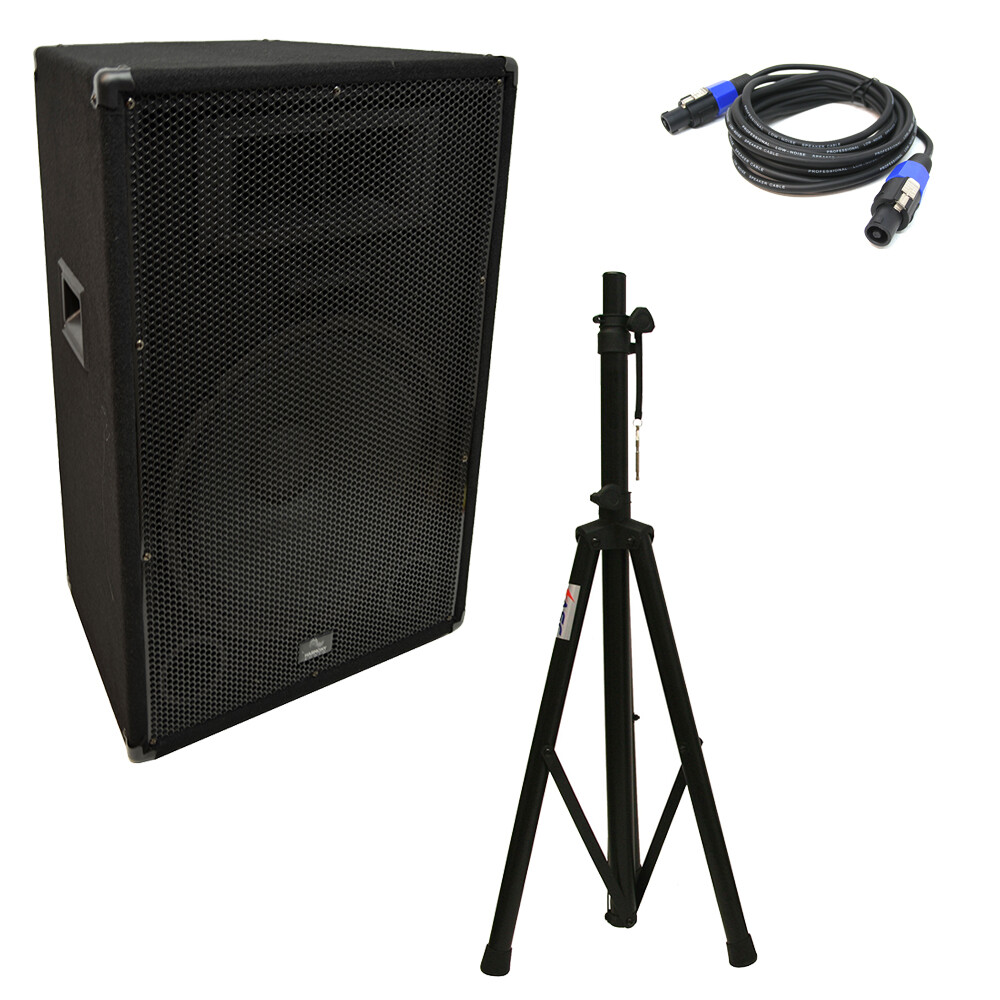 Harmony Audio HA-V15P DJ 15″ Passive 900W PA Speaker Speakon Cables & Stand New