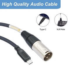 Devinal USB C to XLR Cable, Smartphone/Laptop to XLR Male Output Cable for Am…