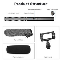 Boya XLR Shotgun Microphone BY-BM6060, Super-Cardioid Condenser Mic with 24 4…