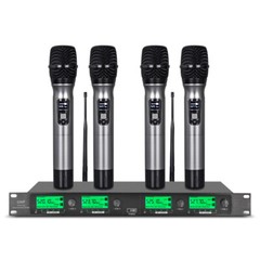 Wireless Microphone System Pro Audio UHF 4 Channel 4 Handheld Metal Dynamic Mic