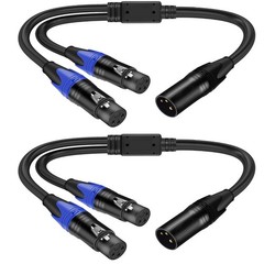 1 Male to 2 Female XLR Y Splitter Microphone 11.8 inch, Female XLR to Dual Ma…