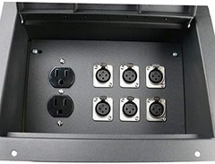 Pro Audio Stage Recessed Floor Box with 110V Electric and XLR Connections (6 XLR