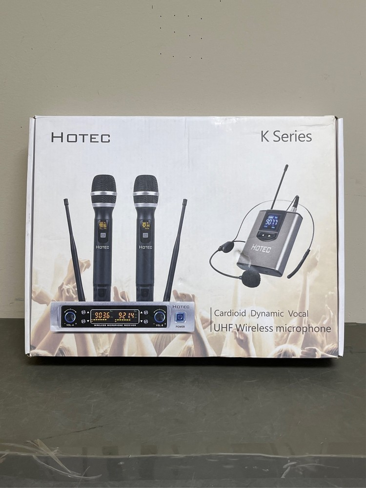 HOTEC UHF Wireless Microphone System with Dual Lapel/Lavalier and Headset Micr 1