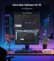 USB C Audio Interface for Music Recording, Streaming, Podcasting, 24bit/48kHz, X