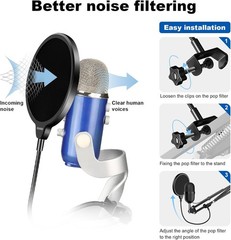 Aokeo Professional Microphone Pop Filter Mask Shield Filter,
