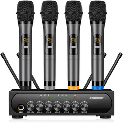 UHF Wireless Karaoke Microphone System with Bluetooth Receiver & Echo Control