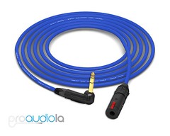 Mogami 2534 Headphone Extension | Neutrik Gold 90º TRS to TRS-F | Blue 35 Feet