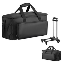Uimoso Rolling DJ Cable Bag with Wheels, Padded Design, 6 Adjustable Dividers