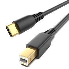 ULIFTUS USB-B to USB-C Printer Cable, 6.6FT Gold-Plated USB 6.6 Feet 1 Black