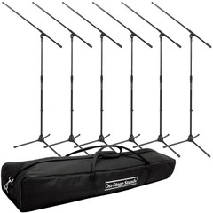 On-Stage Stands MS7701B Euro Boom Microphone Stand 6-pack Bundle with Carry Bag