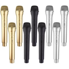 6 Pack Plastic Toy Fake Microphone Prop for Karaoke Stage Party 3 Colors