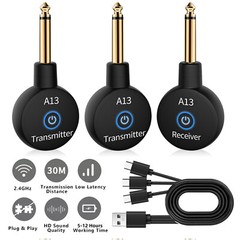 2.4GHz Wireless Guitar Bass System Dual Transmitter Receiver Rechargeable 100ft