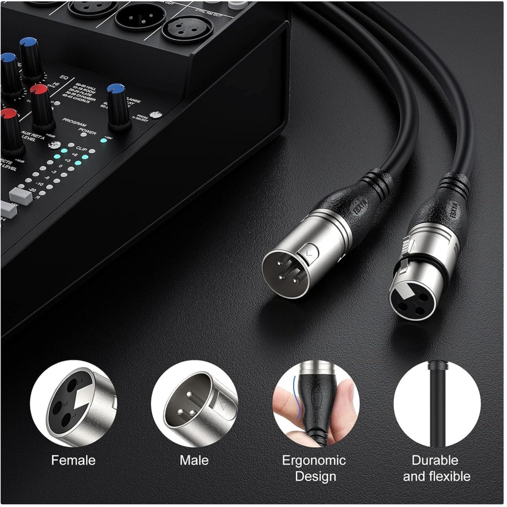 Professional 25ft XLR Cable 6-Pack – Anti-Noise Design