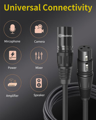Short XLR Cables 1.6FT 2 Pack,Xlr Male to Female Balanced Microphone Cord 3 Pin,