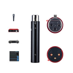 Aluminum Alloy XLR Microphone Gainer +28DB 10-20kHz Freq Lossless Amplification