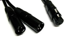 New 3pin XLR FEMALE jack to dual 2 MALE plug Y SPLITTER cable adaptor 1 ft cord