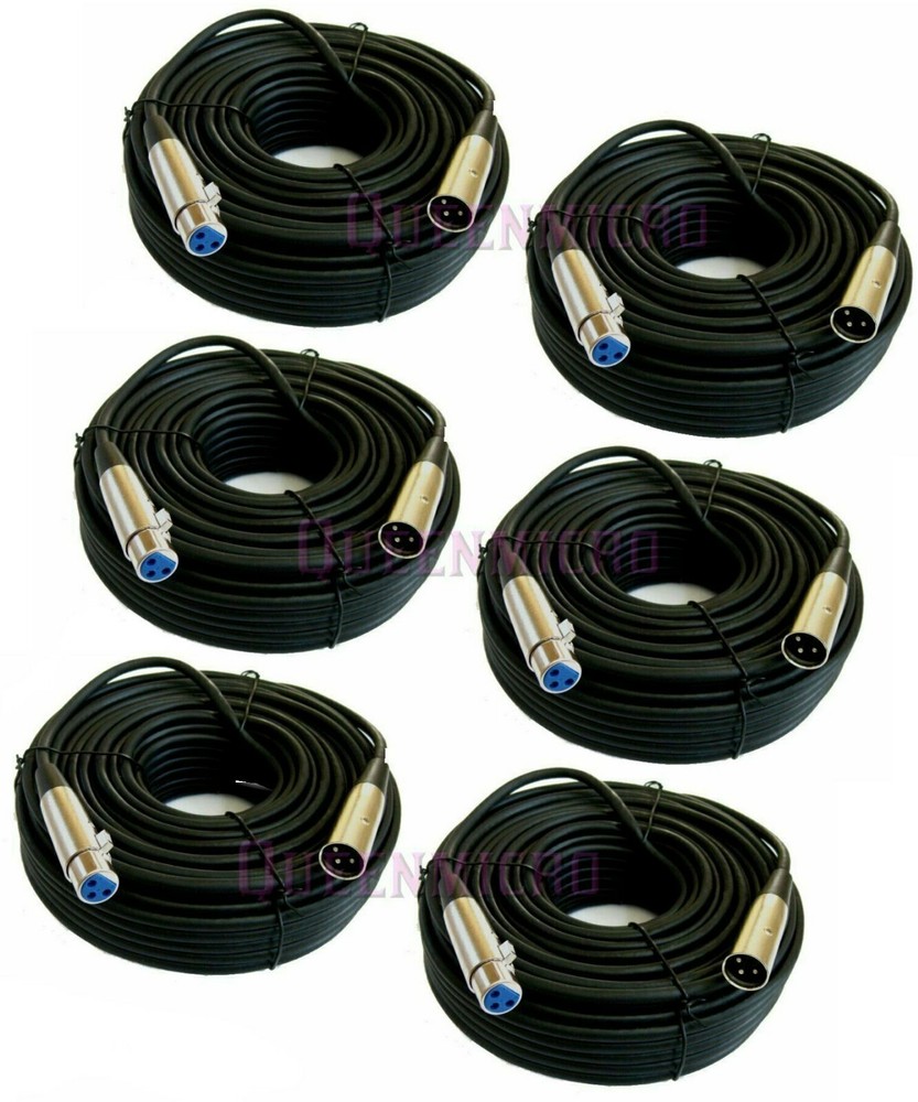 6 Pack 100Ft XLR 3 Pin Male Female Microphone Audio Cord Shielded Cable 100’Foot