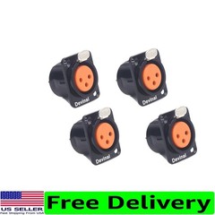 Professional 3 Pin XLR Female Jack – Black Metal for Audio Studio Use – 4 Pack