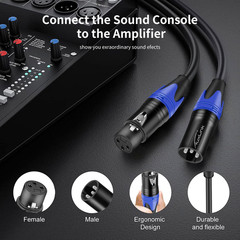 XLR Cables, Microphone Cables 3Ft 2 Pack, Heavy Duty Balanced XLR Speaker Cable