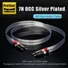Preffair Silver Plated 8N OCC Copper Flat Ribbon RCA Cable Cord with RCA Plug