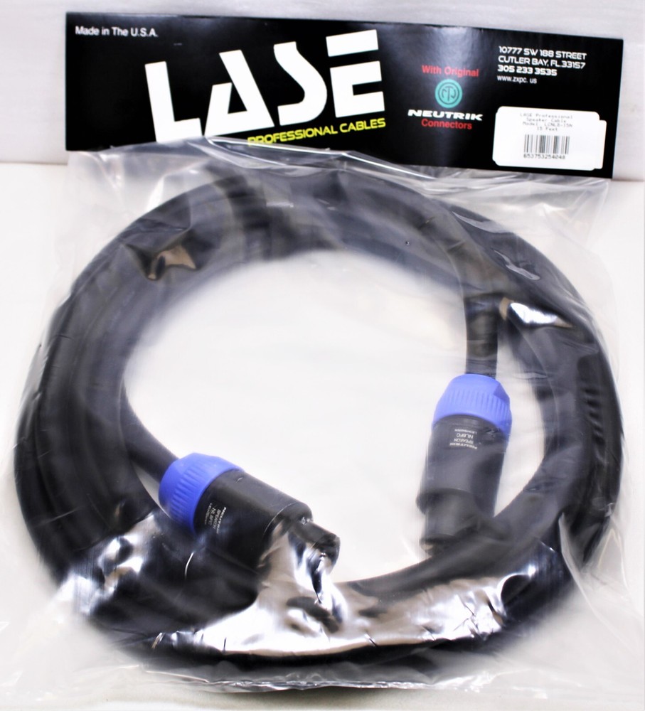 LASE 15 Ft SpeakOn Speaker Cable w/ NEUTRIK NL8FC 12ga 8 Conductor Pure Copper