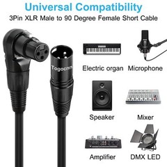 2-Pack XLR Microphone Extension Cable Adapter 0.6 Feet 90 Degree XLR Female to