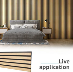 4-Piece Wood Slat Acoustic Panels for Stylish Decor and Noise Reduction, 3D Text
