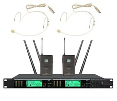 Professional Dual Headset Wireless Microphone System for Stage True Diversity