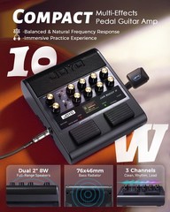 10W Portable Electric Guitar Amp Multi-Effects Pedal Combo Black