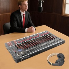 16-Channel Professional Mixer Audio Mixer Console Tabletop Audio Mixing Console