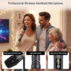 Dynamic Handheld Wireless Microphone with Mute Function – Ideal for Karaoke